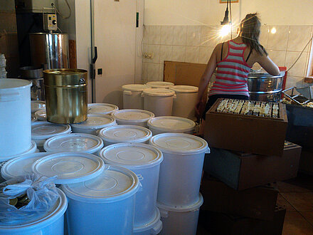 Beim Honig schleudern Beim Honig schleudern