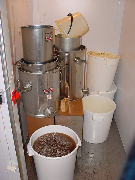 Honig wird gesiebt Honig wird gesiebt